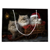 Grand Sac Cadeau Décor de Noël Perse Chat Snowy Sleigh (Dos)