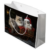 Grand Sac Cadeau Décor de Noël Perse Chat Snowy Sleigh (Dos Angle)