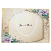 Grand Sac Cadeau Decorative Floral Frame with Pearls Gift Bag (Dos)