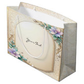 Grand Sac Cadeau Decorative Floral Frame with Pearls Gift Bag (Dos Angle)