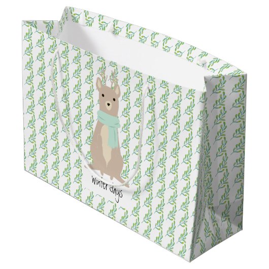 Grand Sac Cadeau Deer Wearing A Green Scarf (Dos Angle)