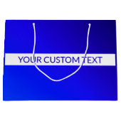 Grand Sac Cadeau Dégradé bleu et texte modifiable sur bande blanche (Devant)