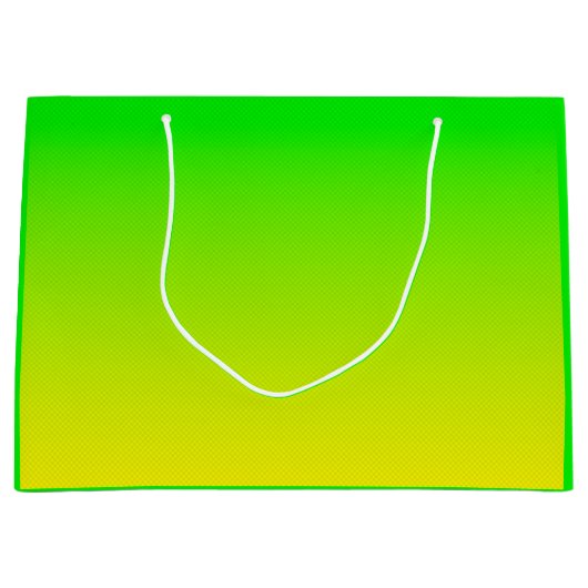 Grand Sac Cadeau Dégradé vert et jaune du néon (Devant)