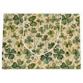 Grand Sac Cadeau Delicate Green Shamrocks Seamless (Devant)