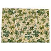 Grand Sac Cadeau Delicate Green Shamrocks Seamless (Dos)