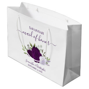 Grand Sac Cadeau Demoiselle d'honneur de mariage aux roses aquarell