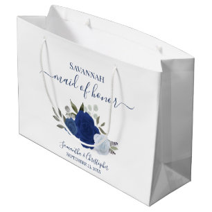 Grand Sac Cadeau Demoiselle d'honneur de mariage aux roses aquarell