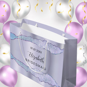 Grand Sac Cadeau Demoiselle d'honneur en agate violet pourpre