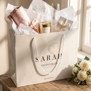 Grand Sac Cadeau Demoiselle d'honneur personnalisée Monogramme Ivoi