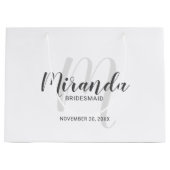 Grand Sac Cadeau Demoiselles d'honneur personnalisées en écriture m (Devant)