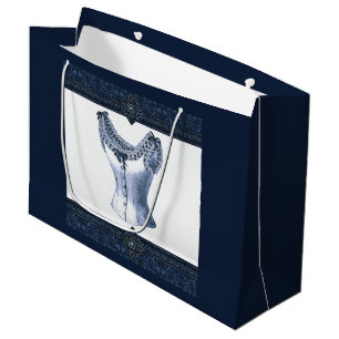 Grand Sac Cadeau Denim Blue Vintage Bustier
