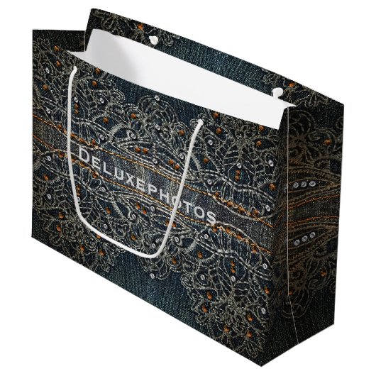 Grand Sac Cadeau Denim Gems (Devant Angle)
