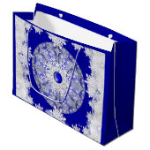 Grand Sac Cadeau Dentelle en céramique Bleu de Grèce & flocon de ne (Devant Angle)