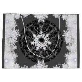 Grand Sac Cadeau Dentelle en céramique noir & flocon de neige (Dos)