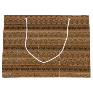 Grand Sac Cadeau dentelle vintage ajoule beige marron pour la décor
