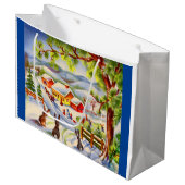 Grand Sac Cadeau Des lapins de Noël vifs regardent Noël (Devant Angle)