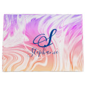 Grand Sac Cadeau Des Monogrammes Abstraits de la vague rose (Devant)