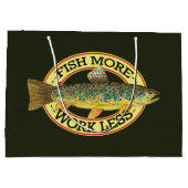 Grand Sac Cadeau Des mots de pêche amusants pour un pêcheur (Dos)