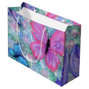 Grand Sac Cadeau Des papillons colorés volent - Joie