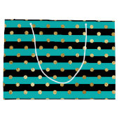 Grand Sac Cadeau Des rayures turquoise avec fête d'anniversaire Poi (Dos)