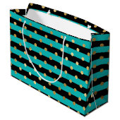 Grand Sac Cadeau Des rayures turquoise avec fête d'anniversaire Poi (Dos Angle)