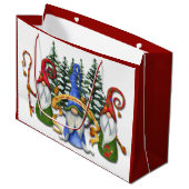 Grand Sac Cadeau Des voeux de Noël Gnomes amusants (Devant Angle)