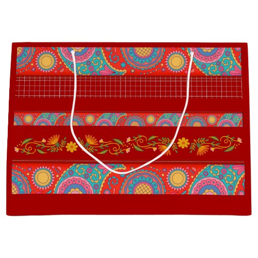 Grand Sac Cadeau Desi Wedding Style Deep Red Design (Devant)