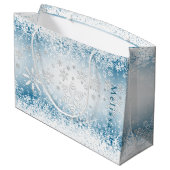 Grand Sac Cadeau Design de flocon de neige d'hiver - Personnaliser (Dos Angle)