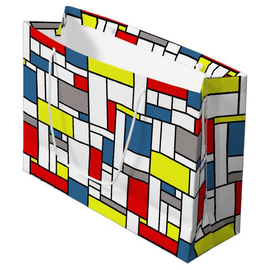 Grand Sac Cadeau Design de style mondrien (Devant Angle)