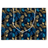 Grand Sac Cadeau Design Leopard bleu et or 8 (Devant)