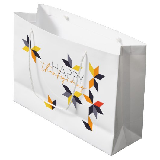 Grand Sac Cadeau Design moderne et gai du Bon thanksgiving (Devant Angle)