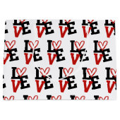 Grand Sac Cadeau Design romantique en rouge et noir (Devant)