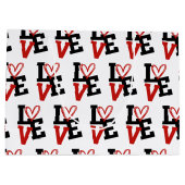 Grand Sac Cadeau Design romantique en rouge et noir (Dos)