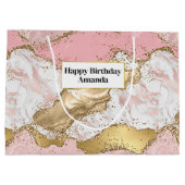 Grand Sac Cadeau Design Rose de luxe en marbre rose or (Dos)