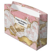 Grand Sac Cadeau Design Rose de luxe en marbre rose or (Dos Angle)