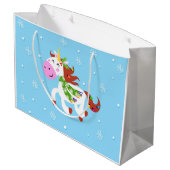 Grand Sac Cadeau Dessin animé de Christmas Unicorn (Dos Angle)