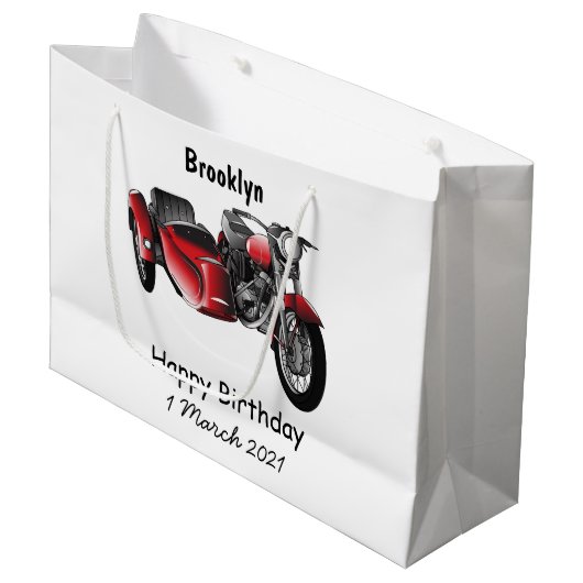 Grand Sac Cadeau dessin animé de la moto Sidecar (Devant Angle)