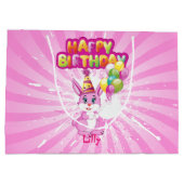 Grand Sac Cadeau Dessin d'anniversaire de Bunny rose (Dos)