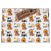 Grand Sac Cadeau Dessin de chien illustré sans couture motif (Devant)