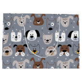 Grand Sac Cadeau Dessin de chien illustré sans couture motif (Dos)