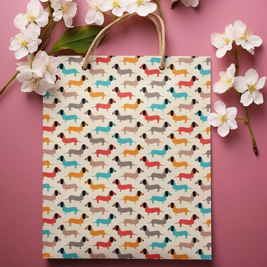 Grand Sac Cadeau Dessin de chien multicolore