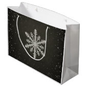 Grand Sac Cadeau Dessin de craie blanc de flocon de neige d'hiver (Dos Angle)