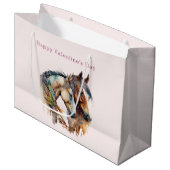 Grand Sac Cadeau Deux beaux chevaux Boho de l'Ouest Saint Valentin (Devant Angle)