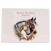 Grand Sac Cadeau Deux beaux chevaux Boho Occidental Anniversaire (Dos)