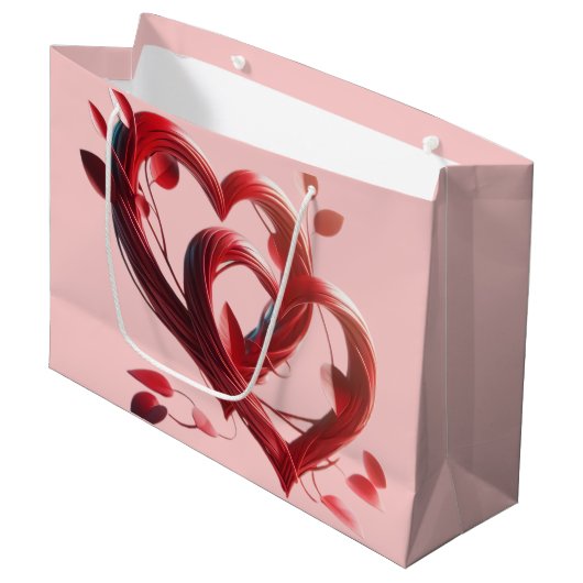 Grand Sac Cadeau Deux coeurs (Devant Angle)