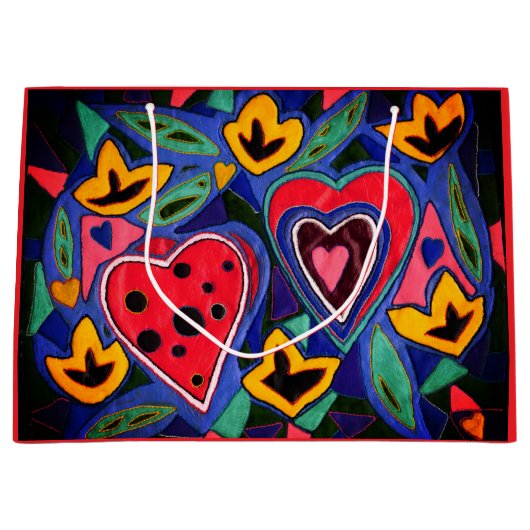 Grand Sac Cadeau Deux coeurs (Devant)