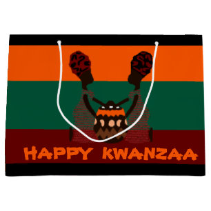 Grand Sac Cadeau Deux femmes africaines et un panier heureux Kwanza