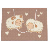 Grand Sac Cadeau Deux mignons petits Motifs moutons sur Brown (Devant)