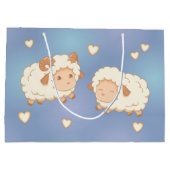 Grand Sac Cadeau Deux mignons petits moutons Motif sur bleu (Dos)