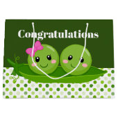 Grand Sac Cadeau Deux petits pois en pod félicitations (Devant)
